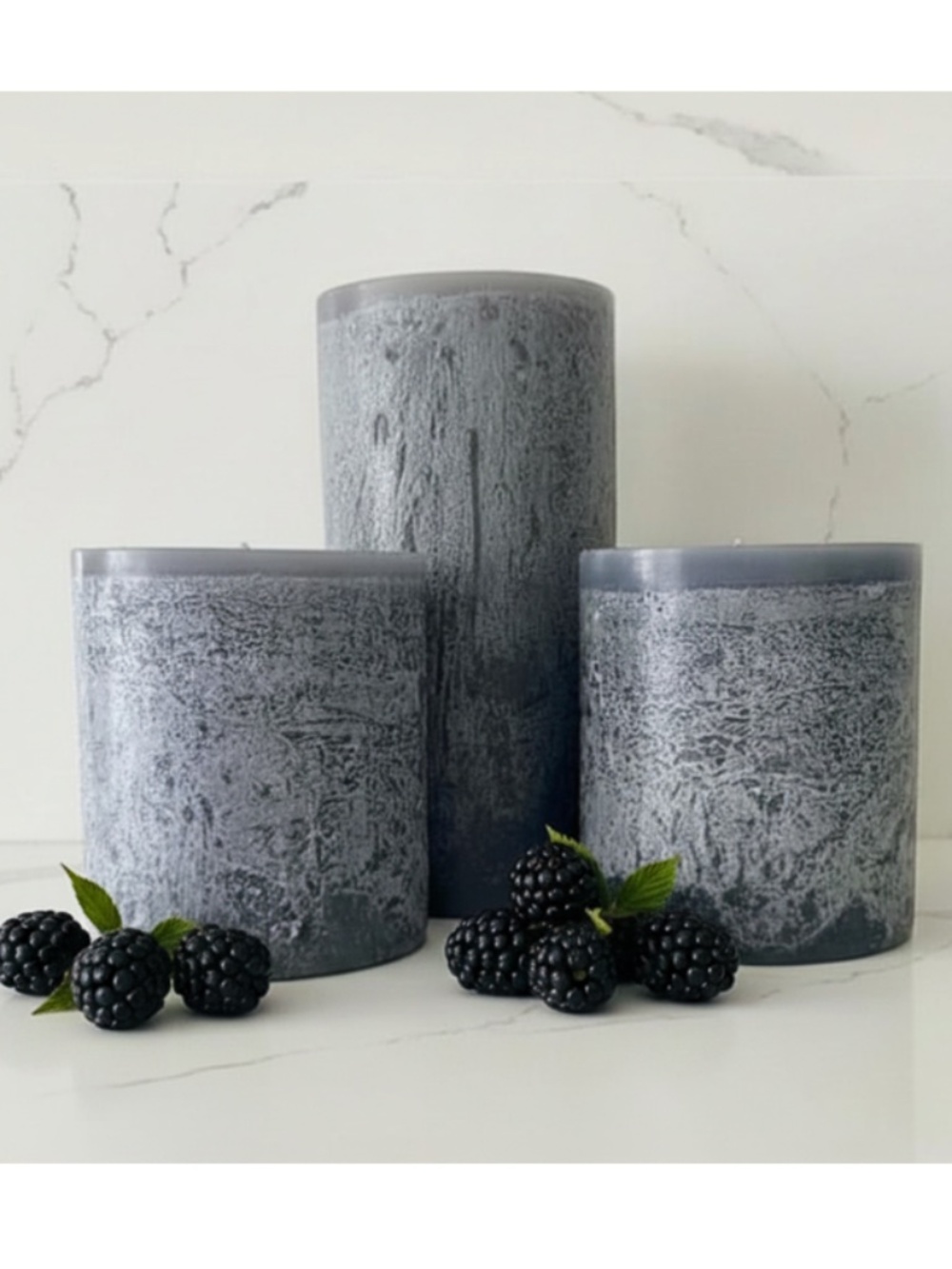 Set/3 Pottery Barn Blackberry Yuzu Scented Pillar Candles